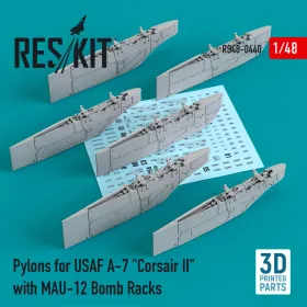   Reskit - Pylons for USAF A-7 Corsair II with MAU-12 Bomb Racks (3D Printed)