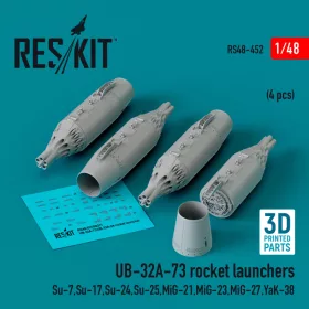   Reskit - UB-32A-73 rocket launchers (4 pcs) (Su-7,Su-17,Su-24,Su-25,MiG-21,MiG-23,MiG-27,YaK-38) (3D Printed)