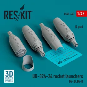   Reskit - UB-32A-24 rocket launchers (4 pcs) (Mi-24,Mi-8) (3D Printed) (1/48)