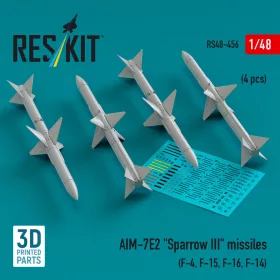   Reskit - AIM-7E2 Sparrow III missiles (4 pcs) (F-4 F-15 F-16 F-14) (3D Printed)
