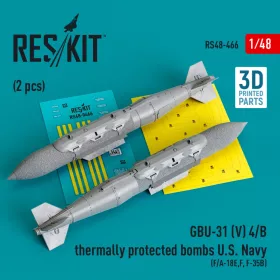  Reskit - GBU-31 (V) 4/B thermally protected bombs U.S. Navy (2 pcs) (F/A-18E,F, F-35B) (3D Printed) (1/48)
