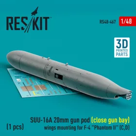   Reskit - SUU-16A 20mm gun pod (close gun bay) wings mounting for F-4 "Phantom II" (C,D) (1 pcs) (3D Printed)