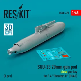   Reskit - SUU-23 20mm gun pod (close gun bay) for F-4 "Phantom II" (USAF) (1 pcs) (3D Printed) (1/48)