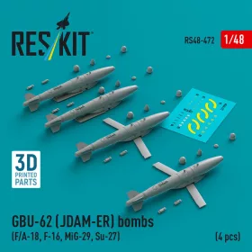   Reskit - GBU-62 (JDAM-ER) bombs (4 pcs) (F/A-18 F-16 MiG-29 Su-27) (3D Printed)