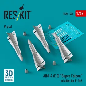   Reskit - AIM-4 (F G) Super Falcon missiles for F-106 (4 pcs) (3D Printed)