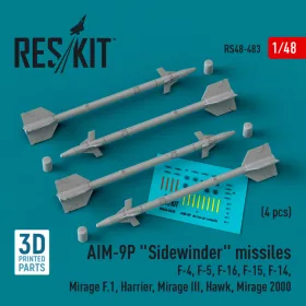  Reskit - AIM-9P "Sidewinder" missiles (4 pcs) (F-4, F-5, F-16, F-15, F-14, Mirage F.1, Harrier, Mirage III, H