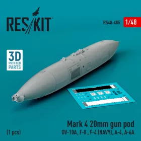   Reskit - Mark 4 20mm gun pod (OV-10A, F-8 , F-4 (USN), A-4, A-6A) (1 pcs) (3D Printed) (1/48)
