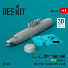   Reskit - SUU-23 20mm gun pod (close gun bay) for British Phantom (RAF & RN) (1 pcs) (3D Printed) (1/48)