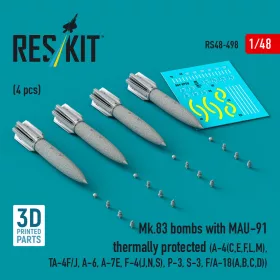   Reskit - Mk.83 bombs with MAU-91 thermally protected (4 pcs) (A-4(C,E,F,L,M) TA-4F/J A-6 A-7E F-4(J,N,S) P-3 S-3 F/A-18(A,B,C,D)) (3D printed)