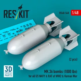   Reskit - MK.36 bombs (2 pcs) (1000 lbs) for all US NAVY & RAF of WW2 & Korean War (3D Printed)