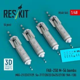   Reskit - FAB-250 ?-54 bombs (4 pcs) (MiG- / Su- / / / / YAK-130) (3D Printed)