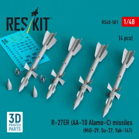   Reskit - R-27ER (AA-10 Alamo-C) missiles (4 pcs) (MiG-29 Su-27 Yak-141) (3D Printed)