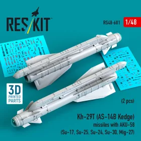   Reskit - Kh-29T (AS-14B Kedge) missiles with AKU-58 (2 pcs) (Su-17 Su-25 Su-24 Su-30 Mig-27) (3D Printed)