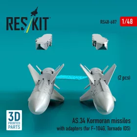   Reskit - AS.34 Kormoran missiles with adapters (2 pcs) (for F-104G Tornado IDS) (3D Printed)