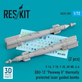   Reskit - GBU-12 Paveway II thermally protected laser guided bombs (2 pcs) (F-14 F-18 F-35 AV-8B A-6) (3D Printed)