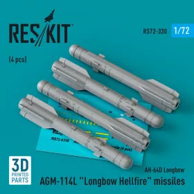   Reskit - AGM-114L Longbow Hellfire missiles (4 pcs)(AH-64D Longbow) (3D Printed)