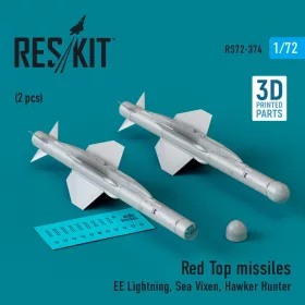   Reskit - Red Top missiles (2 pcs) (EE Lightning Sea Vixen Hawker Hunter) (3D Printed)