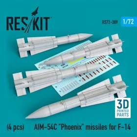 Reskit - AIM-54C  Phoenix  missiles for F-14 (4pcs) (1/72)