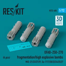   Reskit - OFAB-250-270 fragmentation/high explosive bombs (4 pcs) (MiG- / Su- / / /27) (3D Printed)