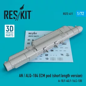   Reskit - AN / ALQ-184 ECM pod (short length version) (A-10,F-4G,F-16,C-130) (3D Printed)