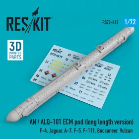   Reskit - AN / ALQ-101 ECM pod (long length version) (F-4, Jaguar, A-7, F-5, F-111, Buccaneer, Vulcan) (3D Printed)