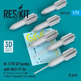   Reskit - M-117R GP bombs with MAU-91 fin (6 pcs) (F-105  F-111  A-4  F-4  F-5  F-104  F-100  A-1 Skyraider  B