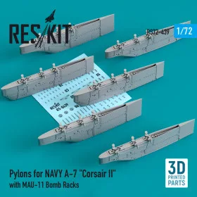   Reskit - Pylons for NAVY A-7  Corsair II  with MAU-11 Bomb Racks (3D Printed) (1/72)