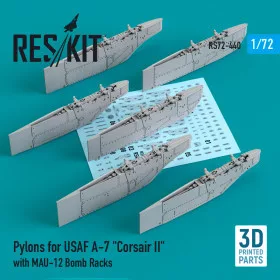   Reskit - Pylons for USAF A-7  Corsair II  with MAU-12 Bomb Racks (3D Printed)  (1/72)