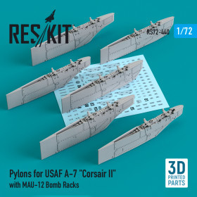 Reskit - Pylons for USAF A-7 "Corsair II" with MAU-12 Bomb Racks (3D Printed)  (1/72)