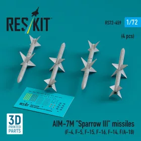   Reskit - AIM-7M Sparrow III missiles (4 pcs) (F-4, F-5, F-15, F-16, F-14, F/A-18) (3D Printed)
