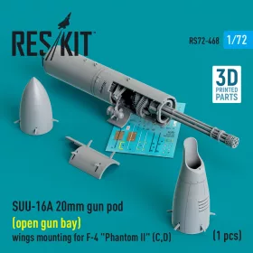   Reskit - SUU-16A 20mm gun pod (open gun bay) wings mounting for F-4 Phantom II (C,D) (1 pcs) (3D Printed)