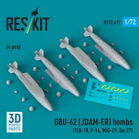  Reskit - GBU-62 (JDAM-ER) bombs (4 pcs) (F/A-18 F-16 MiG-29 Su-27) (3D Printed)
