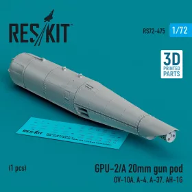   Reskit - GPU-2/A 20mm gun pod (1 pcs) (OV-10A A-4 A-37 AH-1G) (3D Printed)