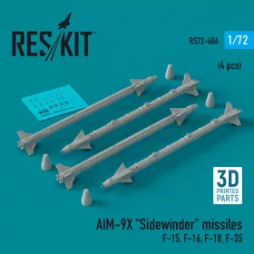   Reskit - AIM-9X Sidewinder missiles (4 pcs) (F-15 F-16 F-18 F-35) (3D Printed)