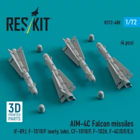   Reskit - AIM-4C Falcon missiles (F-89J, F-101B/F (early, late), CF-101B/F, F-102A, F-4C/D/E/EJ) (4 pcs) (3d Printed)