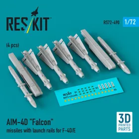   Reskit - AIM-4D Falcon missiles with launch rails for F-4D/E (4 pcs) (3D Printed)