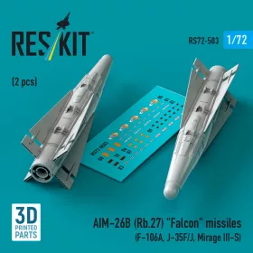   Reskit - AIM-26B (Rb.27) Falcon missiles (2 pcs) (F-106A, J-35F/J, Mirage III-S) (3D Printed)