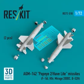   Reskit - AGM-142 Popeye 2/Have Lite missiles (2 pcs) (F-16I Kfir Mirage 2000C B-52H) (3D Printed)