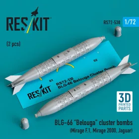   Reskit - BLG-66 Belouga cluster bombs (2 pcs) (Mirage F.1 Mirage 2000 Jaguar) (3D Printed)