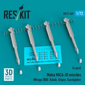   Reskit - Matra MICA-IR missiles (4 pcs) (Mirage 2000 Rafale Gripen Eurofighter) (3D Printed)