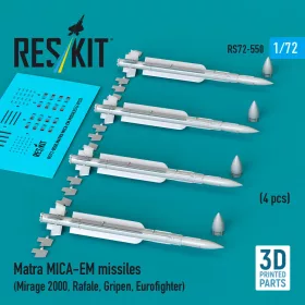   Reskit - Matra MICA-EM missiles (4 pcs) (Mirage 2000, Rafale, Gripen, Eurofighter) (3D Printed)