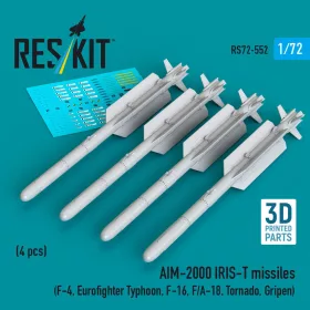   Reskit - AIM-2000 IRIS-T missiles (4 pcs) (F-4 Eurofighter Typhoon F-16 F/A-18 Tornado Gripen) (3D Printed)