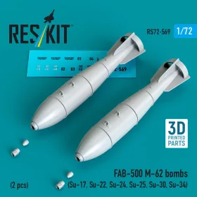   Reskit - FAB-500 M-62 bombs (2 pcs) (Su-17 Su-22 Su-24 Su-25 Su-30 Su-34) (3D Printed)