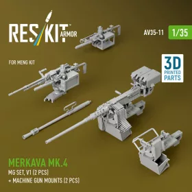   Reskit - Merkava Mk.4 MG set V.1 (2 pcs) + Machine gun mounts (2 pcs) (3D Printed) for Meng