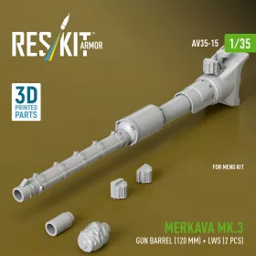   Reskit - Merkava Mk.3 gun barrel (120 mm) + LWS (2 pcs) for Meng Kit (3D Printed)