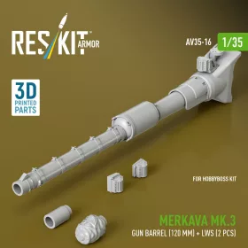   Reskit - Merkava Mk.3 gun barrel (120 mm) + LWS (2 pcs) for HobbyBoss Kit (3D Printed)