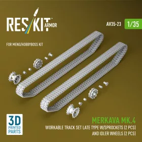  Reskit - Merkava Mk.4 Workable track set late type w/Sprockets (2 pcs) and idler wheels (2 pcs) (3D Printed) for Meng / Hobby Boss