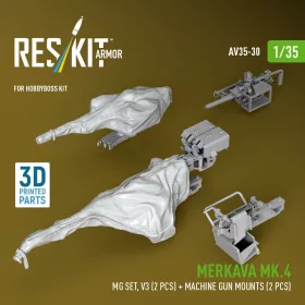   Reskit - Merkava Mk.4 MG set V.3 (2 pcs) + Machine gun mounts (2 pcs) (3D Printed) for Hobby Boss