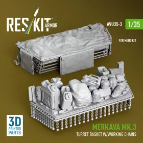   Reskit - Merkava Mk.3 turret basket w/working chains for Meng kit (3D Printed)