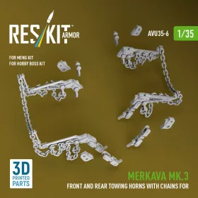   Reskit - Merkava Mk.3 front and rear towing horns with chains for Meng/Hobby Boss kit (3D Printed)